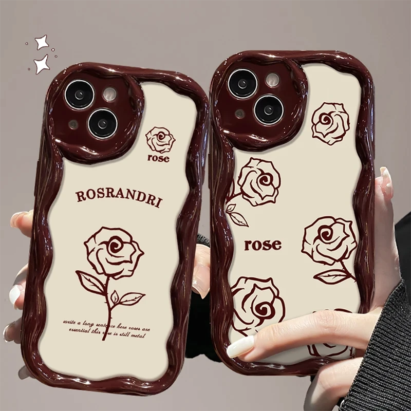 多朵玫瑰奶油纹适用于苹果iPhone/华为/荣耀手机壳卡通女