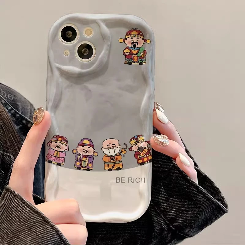 财神奶油纹适用于苹果iPhone/华为/荣耀手机壳卡通女