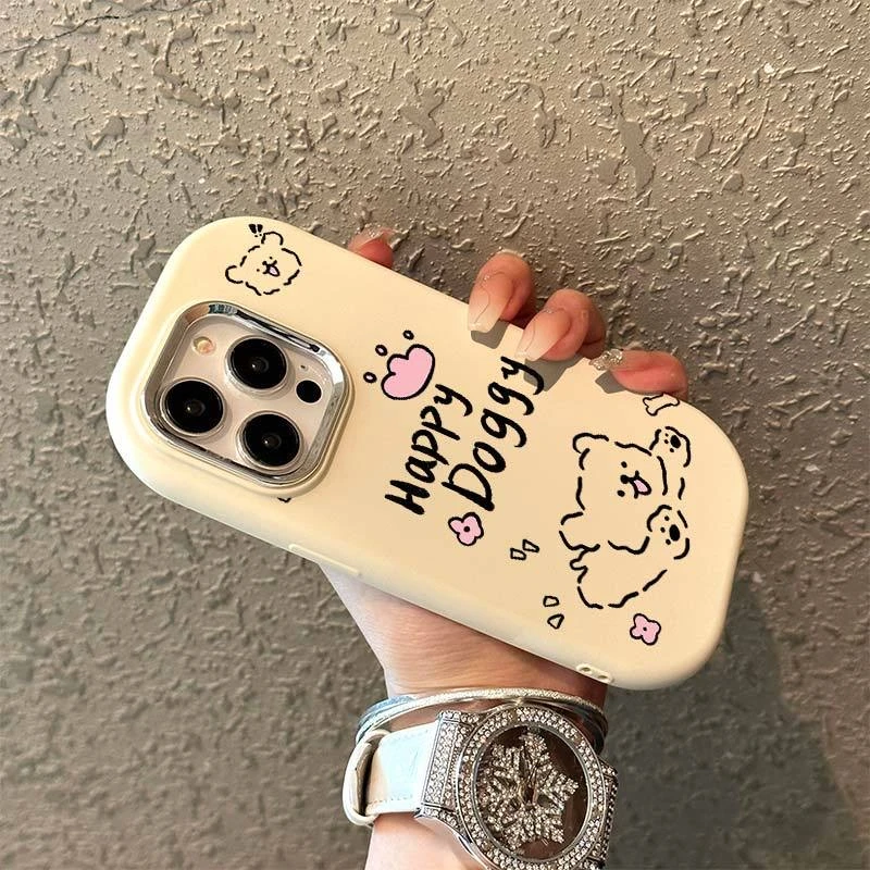 奔跑狗狗金属框苹果华为荣耀vivo小米oppo手机壳卡通iPhone15