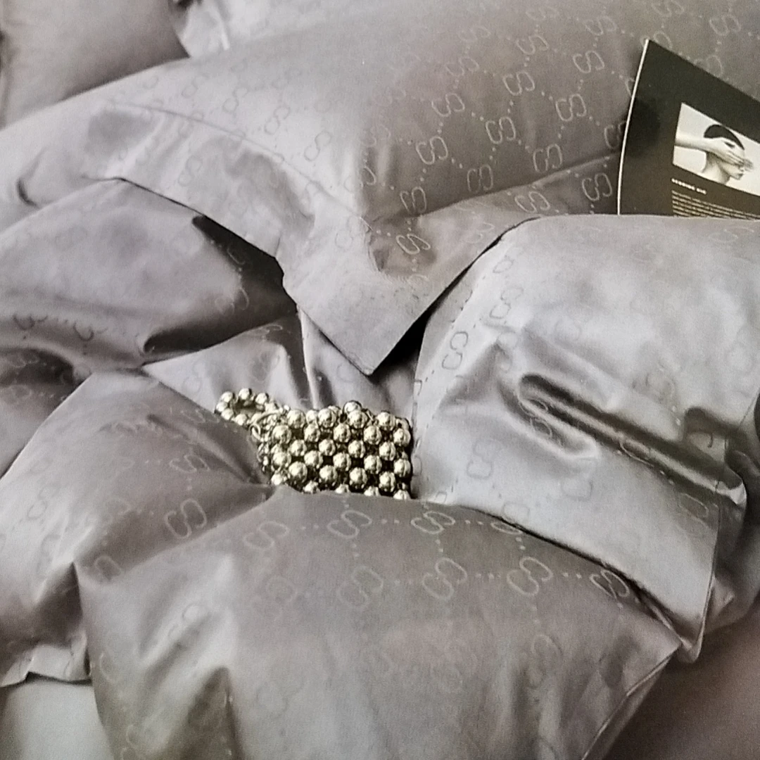 专享【京かわ会社】180支匹马棉贡缎提花纯棉四件套  简-灰