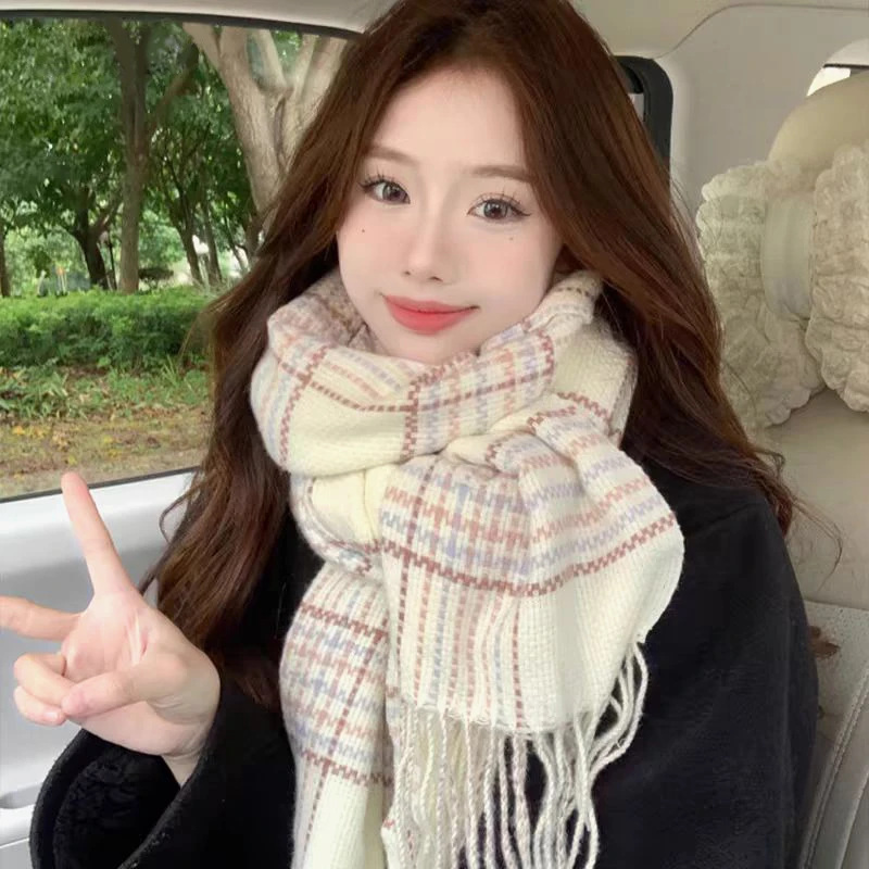 美拉德2024高级感秋冬围巾百搭格子百搭围脖超版礼物保暖披肩情侣