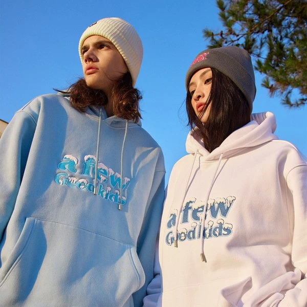 AFGK秋冬初雪系列卫衣男女美式雪花刺绣帽衫外套加绒宽松情侣装