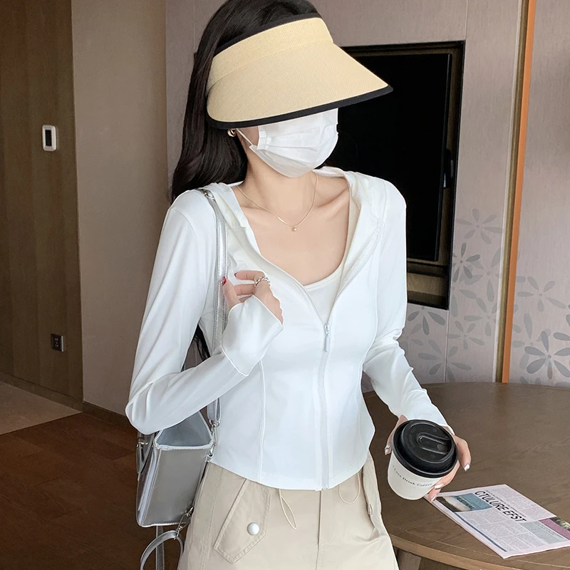 醉梓菡冰丝凉感防晒衣女夏薄款防紫外线户外外套修身防晒服