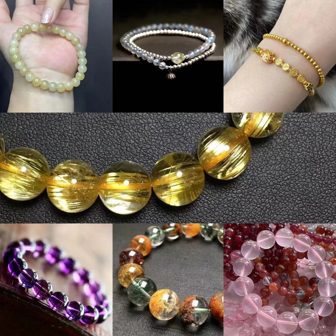 【一号链接】直播间专用 水晶玉石朱砂金银手串手链饰品 多样性发货
