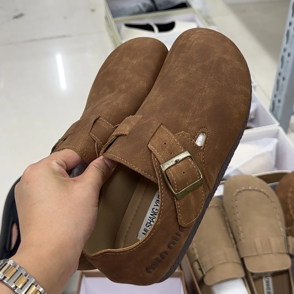 贝姐同款【懒人一脚蹬】MJ复古软皮新款百搭平底博肯豆豆懒人单鞋