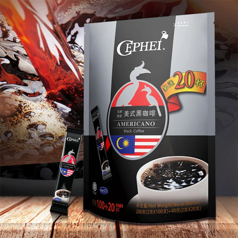 CEPHEI/奢斐美式黑咖啡120支共240g袋装马来西亚进口无蔗糖无奶