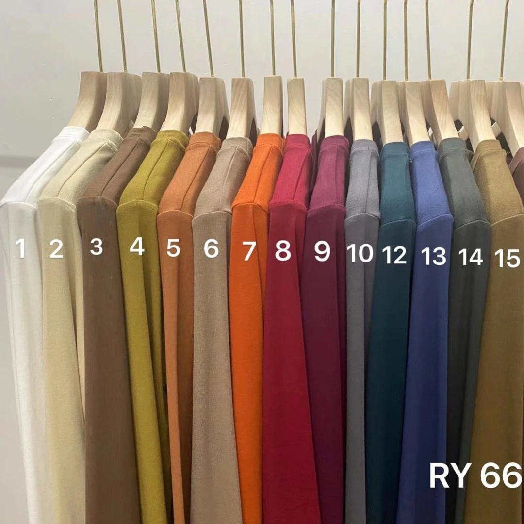 6670新款休闲纯色圆领女装时尚百搭套头显瘦修身长袖打底衫
