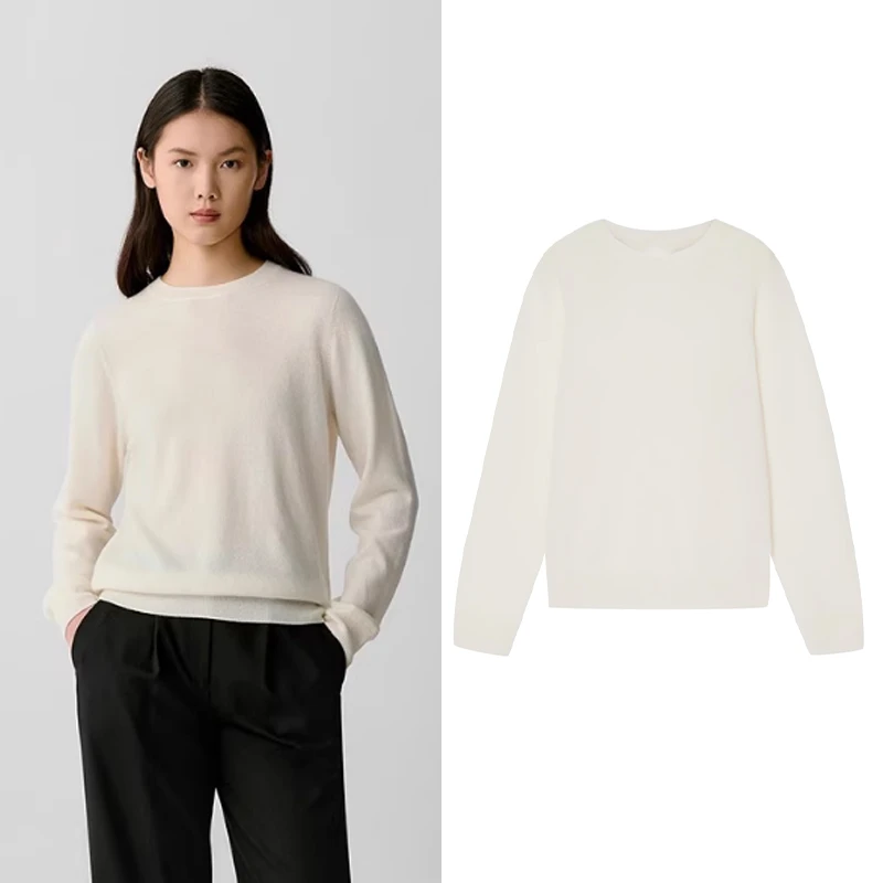 P1287【禾】【无缝针织】女装2024冬季新款粗纺羊绒圆领套头针织衫