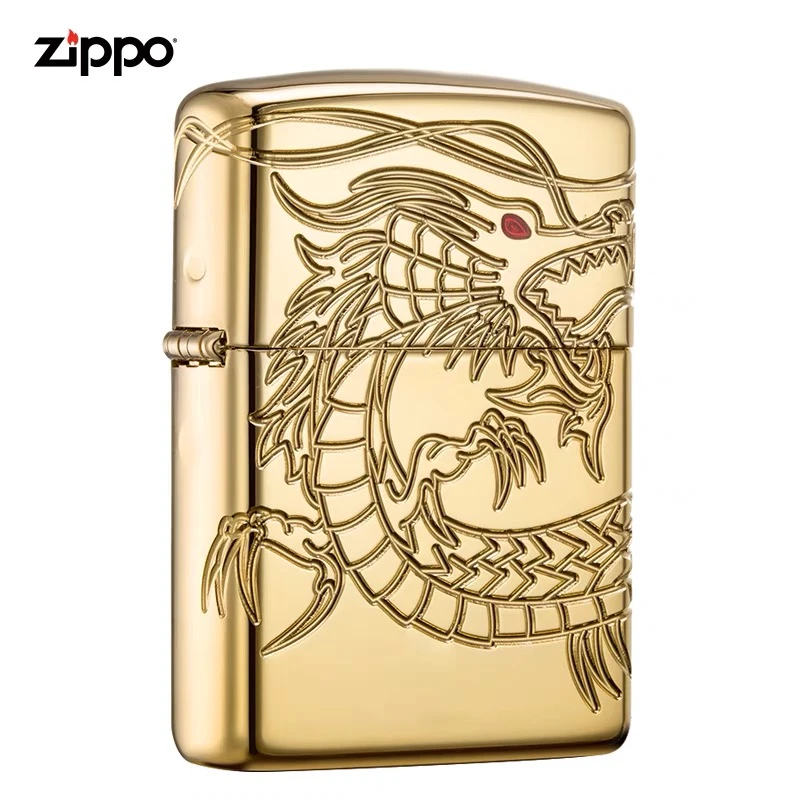 美国ZIPPO原装正品防风打火机 镀金龙 盔甲中国龙 男士龙年礼物