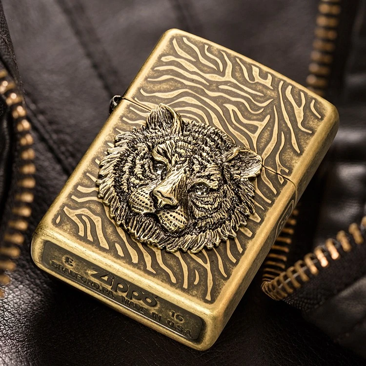 ZIPPO正品防风打火机 zippo仿古铜虎睛ZBT-1-4 男士个性原装纯铜