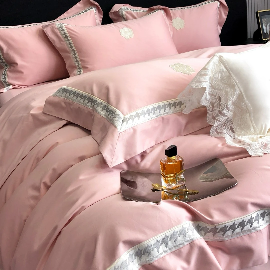 轻奢定制小香纯棉长绒棉绣花四件套xr伊丽莎白