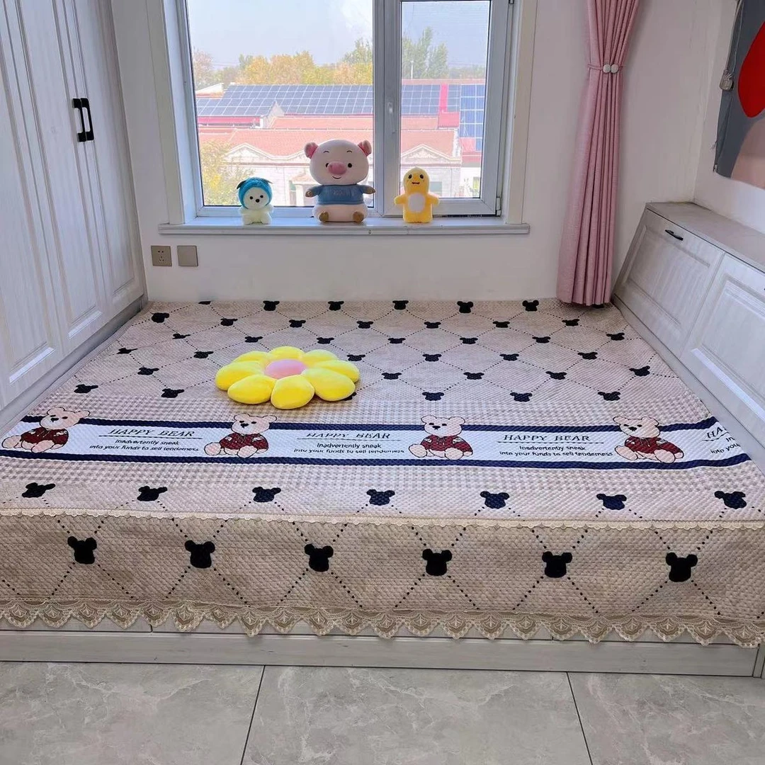 冬季宝宝绒床盖炕盖榻榻米多种尺寸三层夹棉水晶绒（选花边直边）