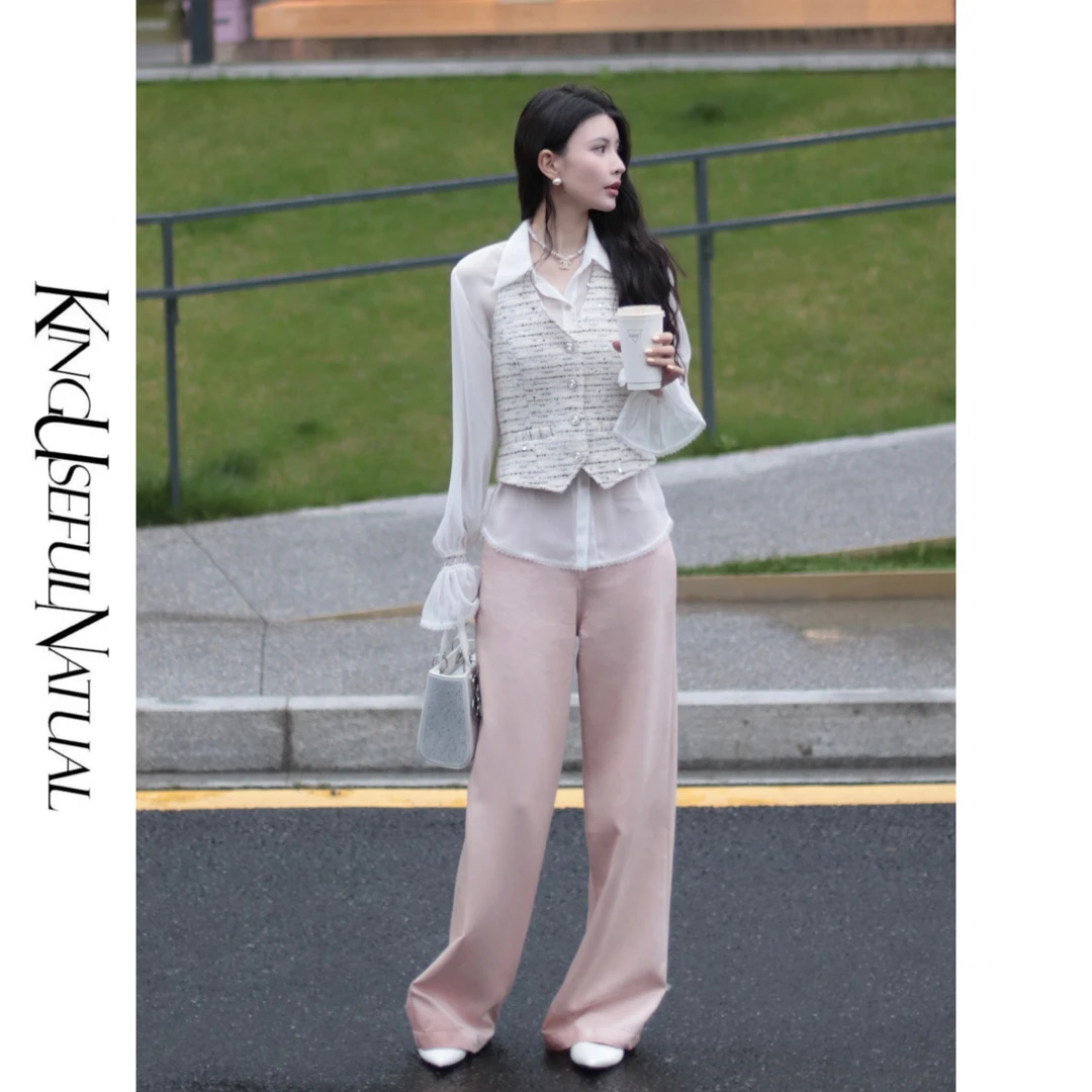 KUN【荷枝桃桃】春日多巴胺 软糯显瘦粉色天丝牛仔裤