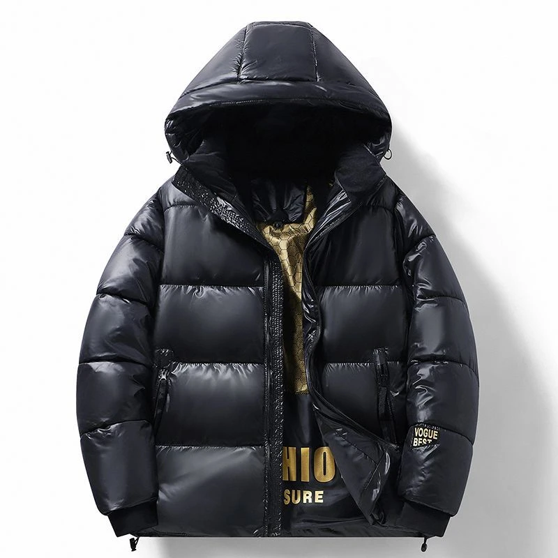 棉衣男情侣黑金背带情侣棉服高端时尚抗寒亮面棉服外套