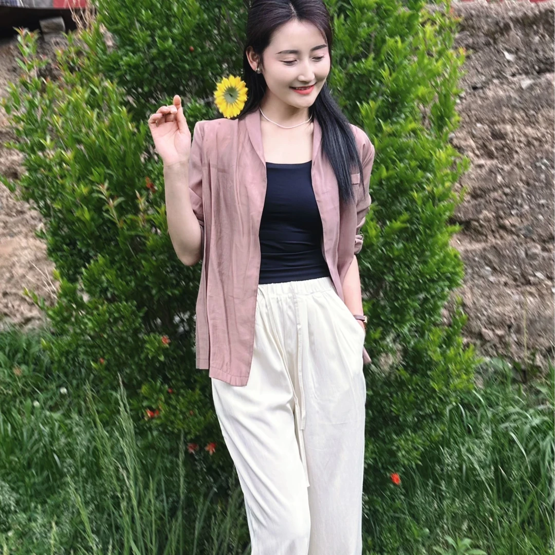 2024新款宽松气质百搭时尚休闲春夏季显瘦民族风阔腿裤