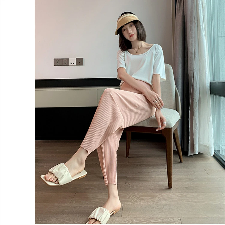 孕妇裤薄款外穿九分裤裤子长裤宽松休闲孕妇装夏装夏季冰丝裤舒适
