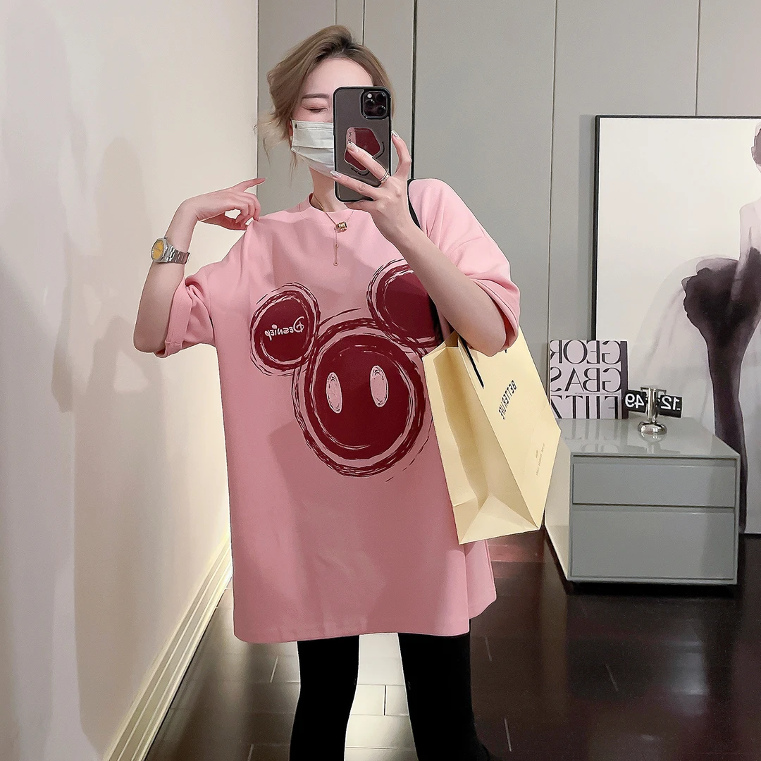 孕妇装夏季孕妇上衣潮流夏装2025兔子棉T恤宽松孕妇显瘦休闲