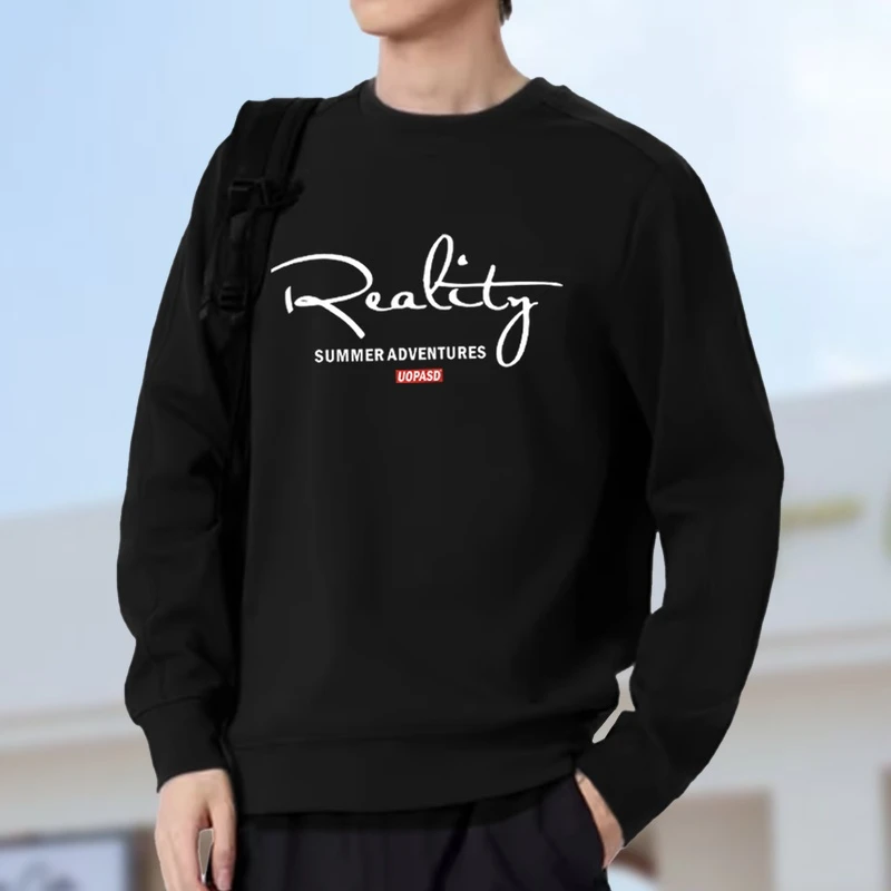 重磅卫衣男生春秋季2025新款字母印花青少年潮宽松薄款加绒外套