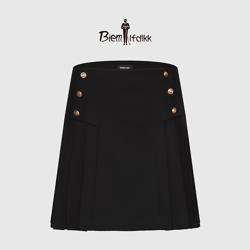【细密易打理】比音勒芬春秋新款女士时尚知性马面裙百褶短裙