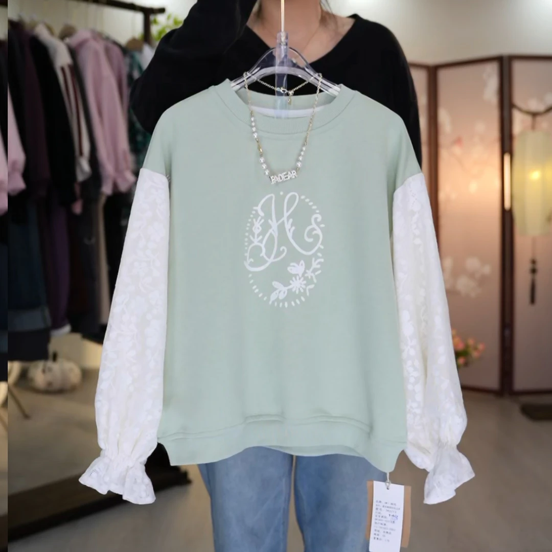 【涵妈推荐】女童秋季套装时尚圆领卫衣拼接重工百褶长袖