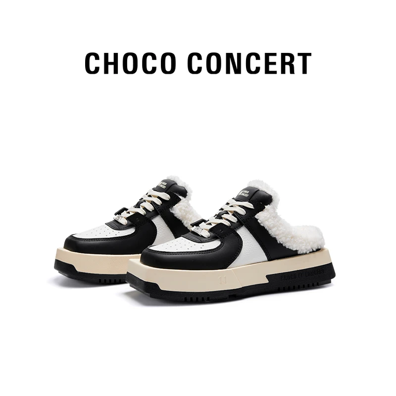 【特惠】CHOCOCONCERT丨圆方不对称羊羔毛半拖球鞋