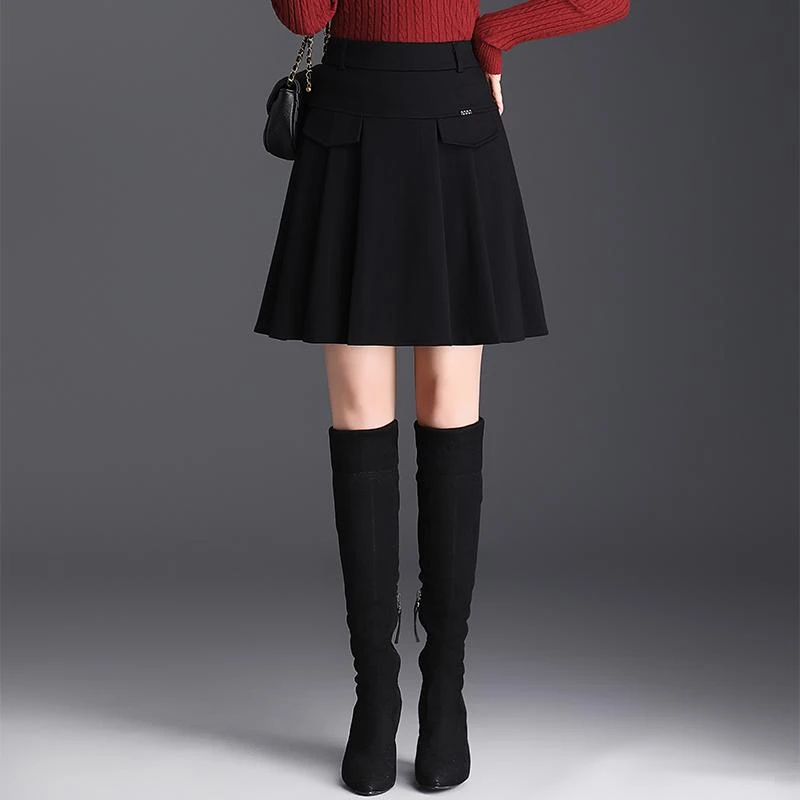 时尚显瘦短裙百褶裙女秋冬新款高腰通勤百搭半身裙休闲a字裙