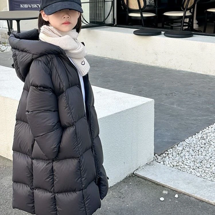 冬季儿童长款洋气棉服2024新款时尚女童男童外套过膝棉衣中大童潮