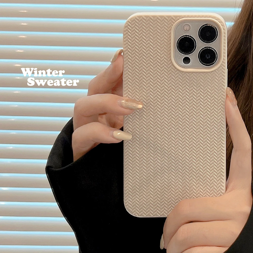 【现货秒发】适用iphone13秋冬编织毛衣纹苹果15pro max手机壳