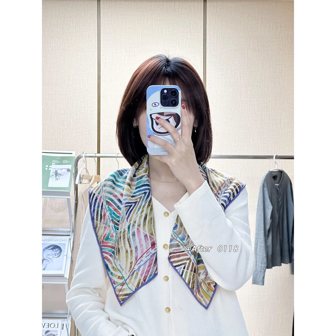 After 提花天堂唤醒早秋的多巴胺小丝巾真丝绵羊毛【糖果羽裳】