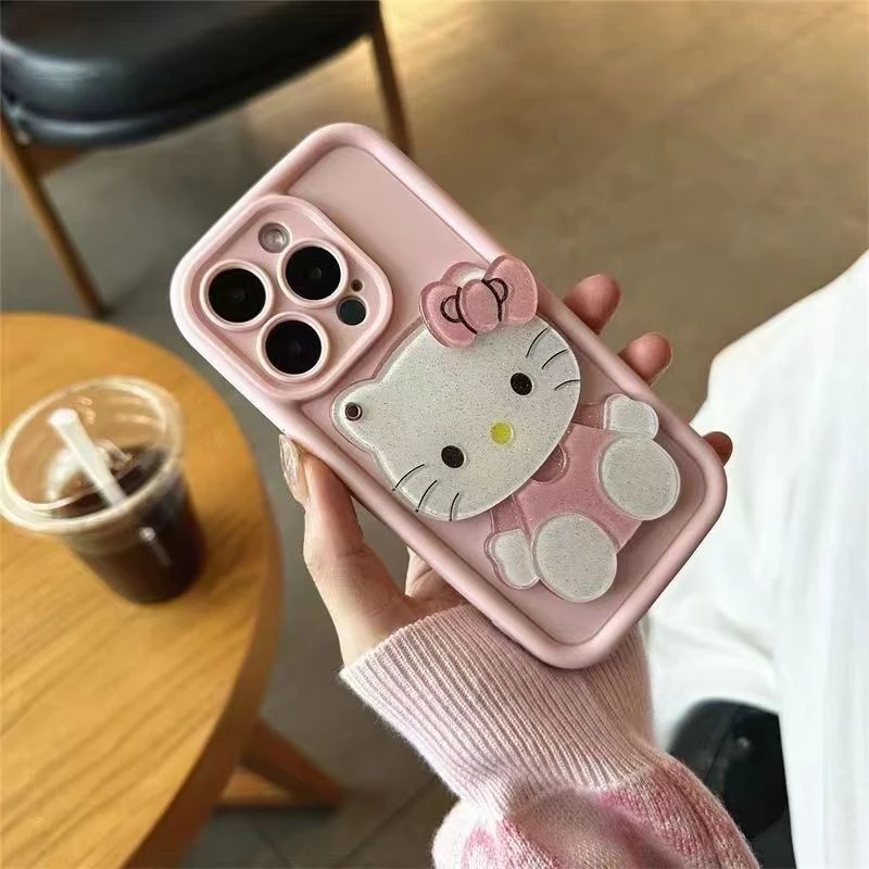 新款阶梯壳立体KT镜子iPhone15手机壳iPhone14pro/13/12软壳磨砂