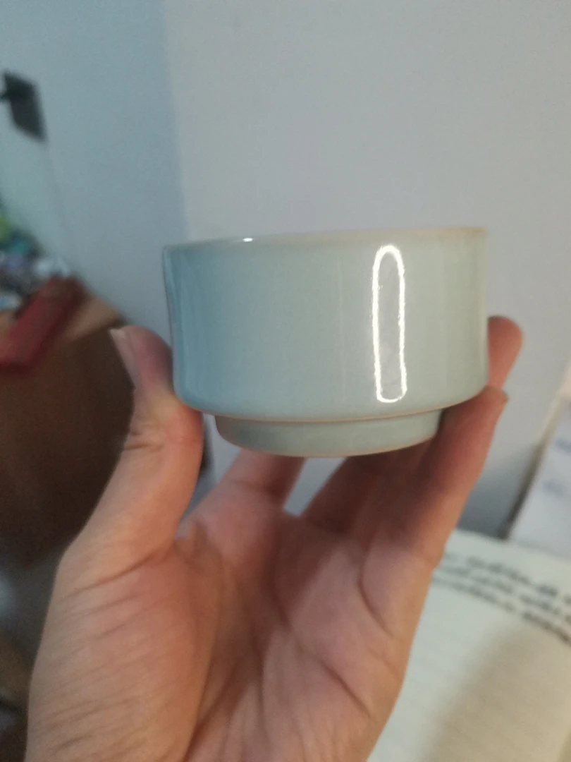 原矿釉汝瓷扳指杯微微瑕杯子