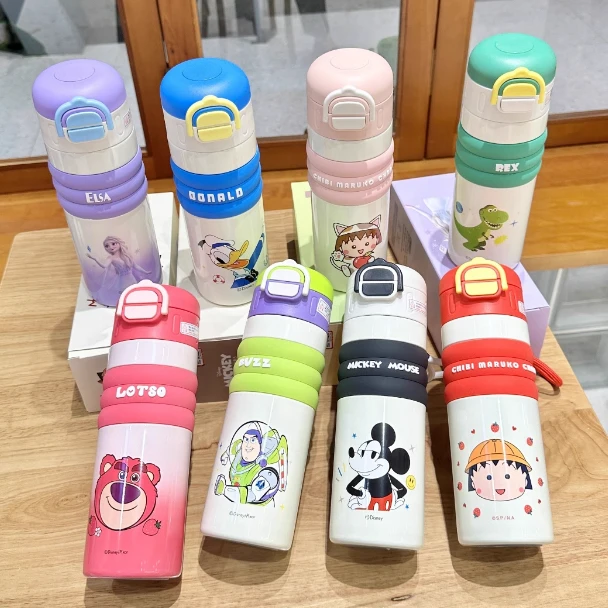 儿童双饮保温杯女直饮杯女生小学生儿童吸管杯上学专用便携水杯子