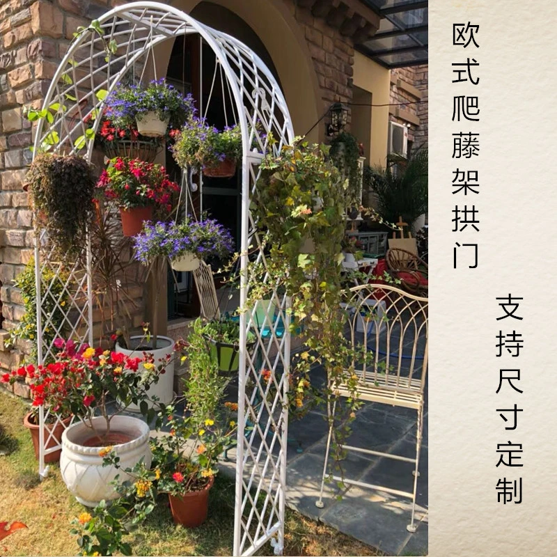 欧式铁艺拱门花架爬藤架庭院户外鲜花拱门月季爬藤庭院花园花支架