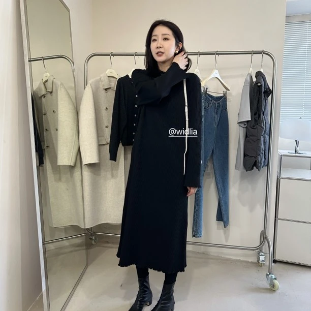 widelia 显瘦气质 9315简约百搭长款连衣裙（下单送袜子）