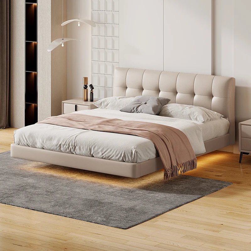 【集团补贴】天禧派顾家轻奢主卧高级头层牛皮悬浮床KH.B7056TG【zb】