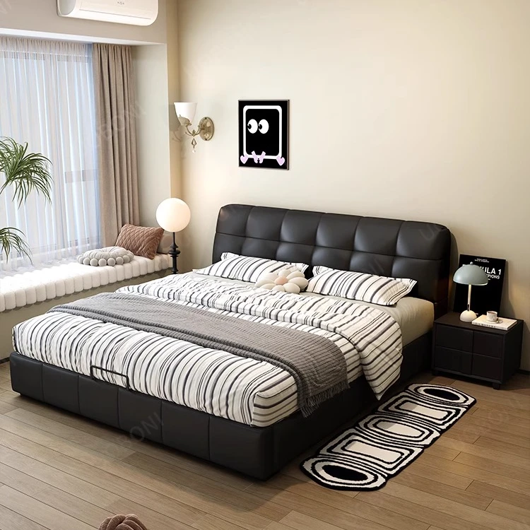 魔方床真皮床现代风1.8米简约主卧意式极简双人床婚床MY-320