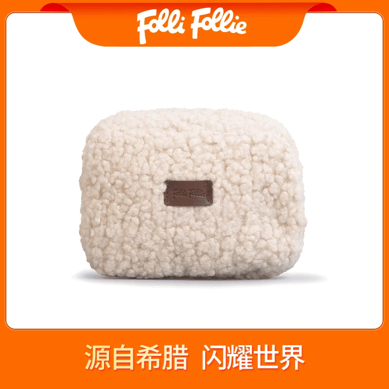 follifollie 女士包包绒毛包包羊羔泰迪绒化妆包SB23FLF008GR