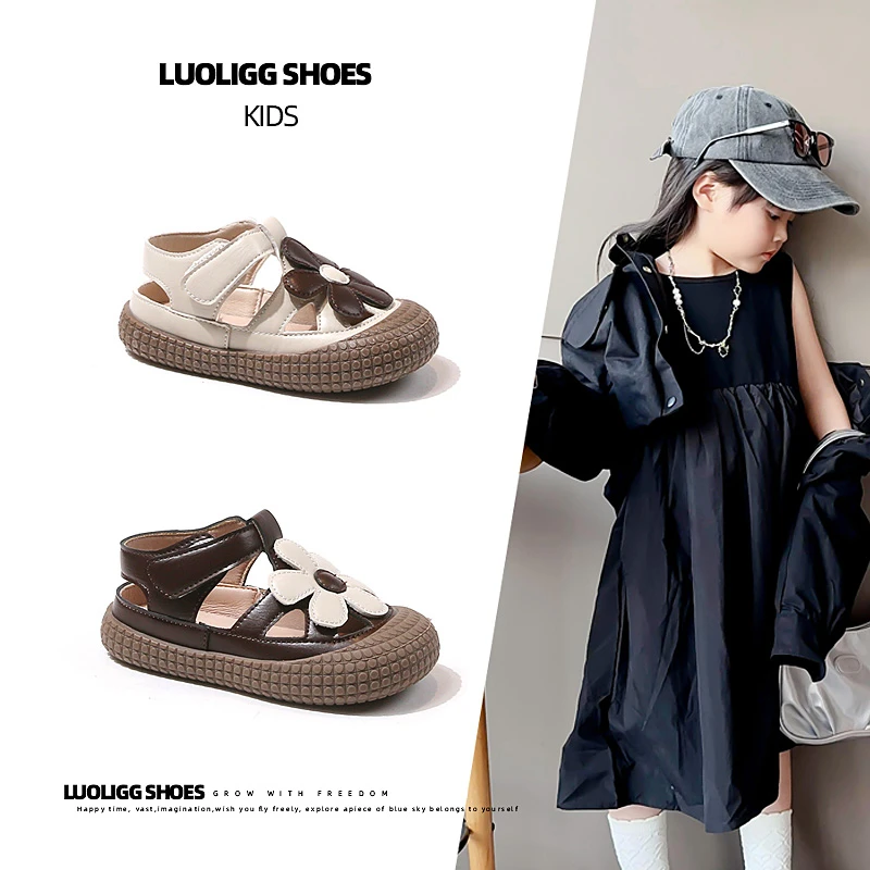 ABC女童凉鞋夏季新款宝宝鞋学步鞋儿童软底防滑沙滩女孩包头女童