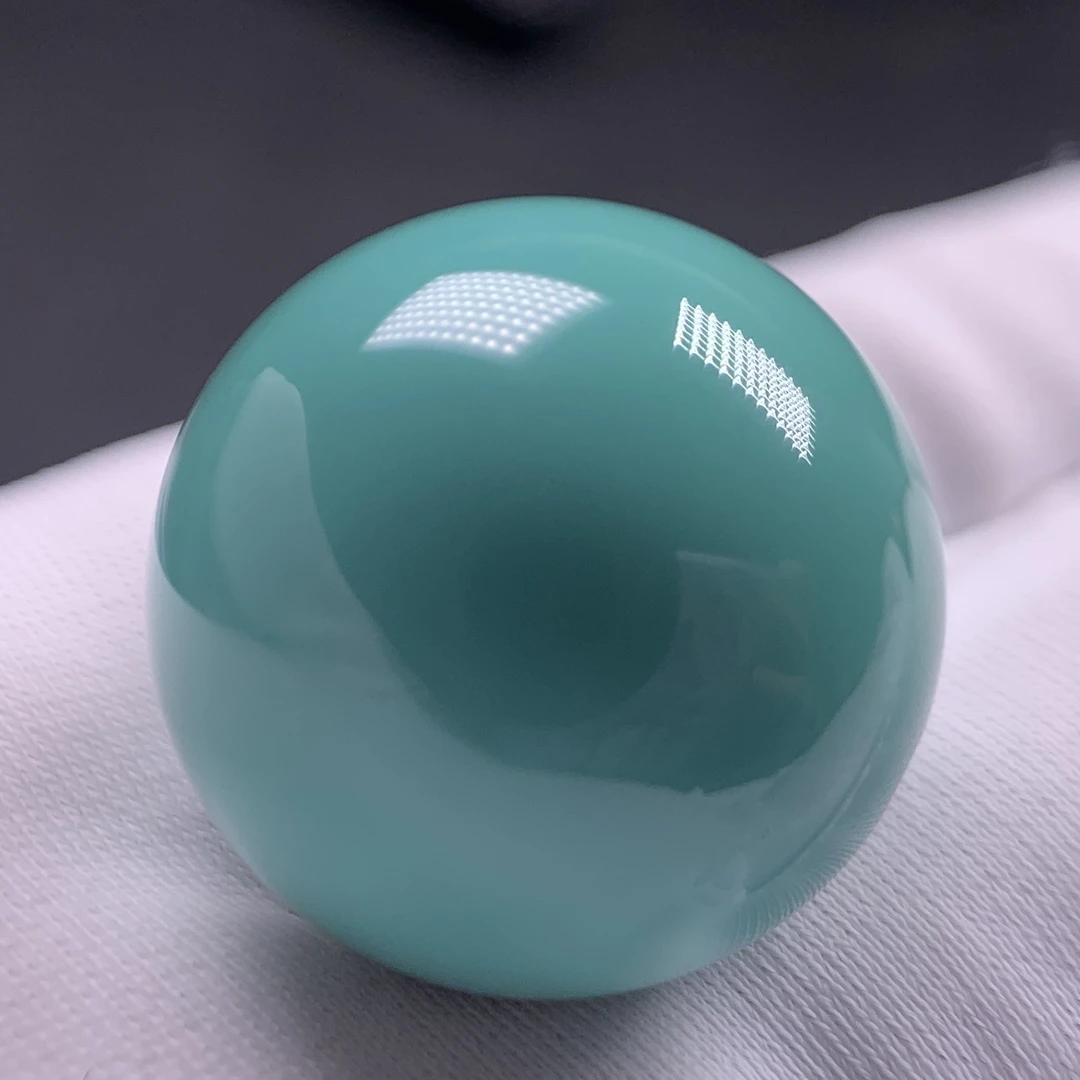 原矿高瓷绿松石天然丫角山一期料圆珠，直径18mm重8.8克