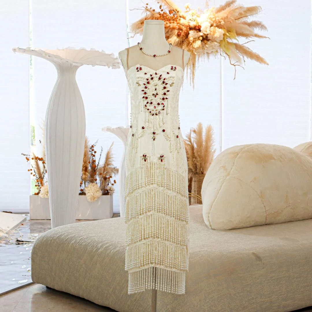 【设计师品牌】YINGCOHI 高定系列重工吊带连衣裙31018