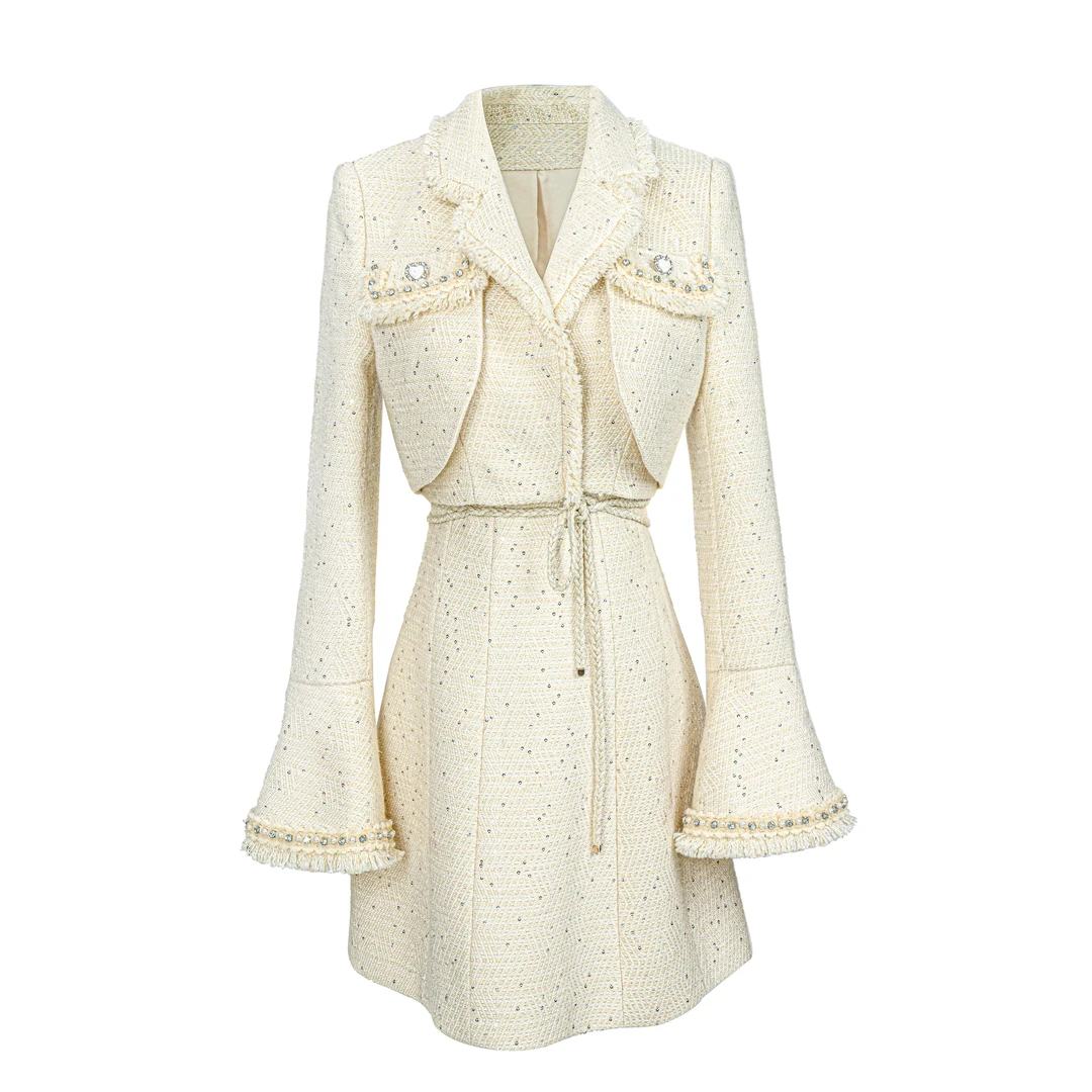 【活动指定款】YINGCHOI 灵感缪斯 米白色连衣裙套装 61313/31766