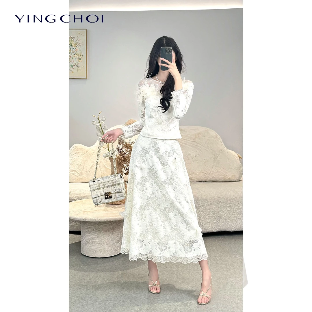 【白露暖空】YINGCHOI 多色蕾丝手工钉钻订花重工套装 21720Y/71514