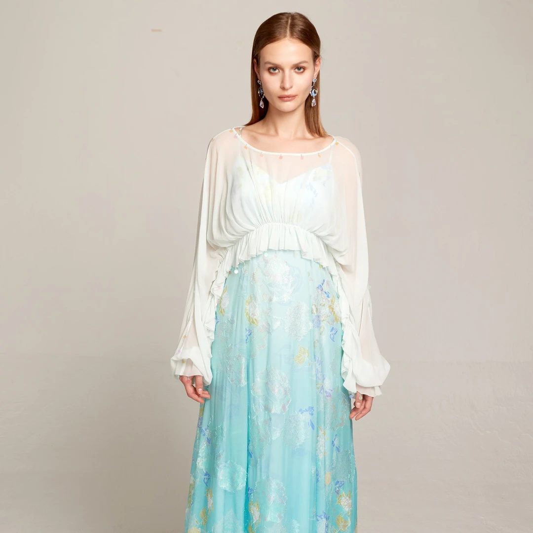 【昨日晴空】YINGCHOI 两色桑蚕丝彩皮剪花套装 21529/32237