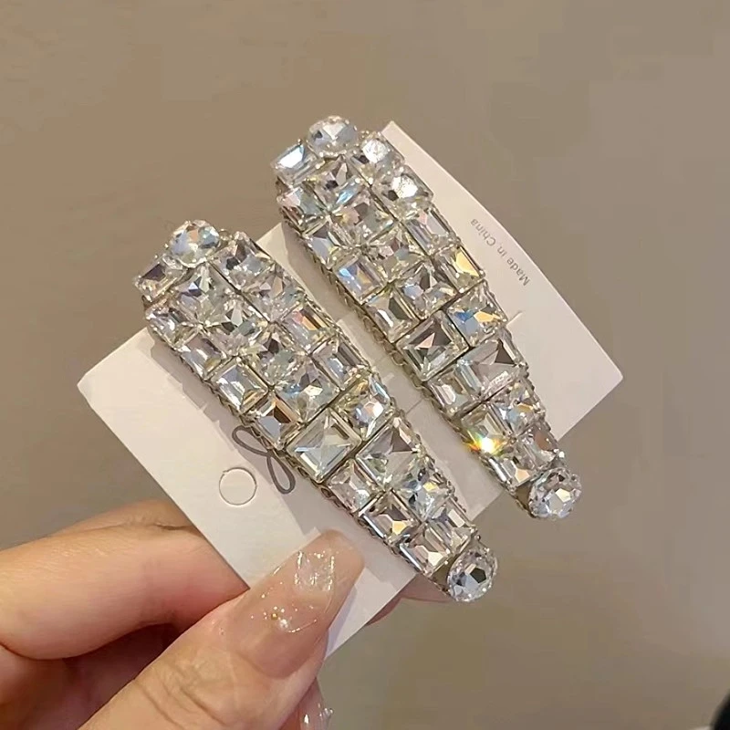 闪亮大锆石发夹韩版复古小香风满钻水晶BB夹女刘海碎发夹侧边发卡