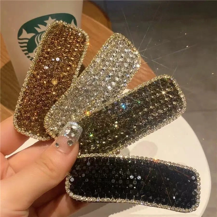 韩国方形闪钻边夹2023网红高级感简约bb夹刘海夹