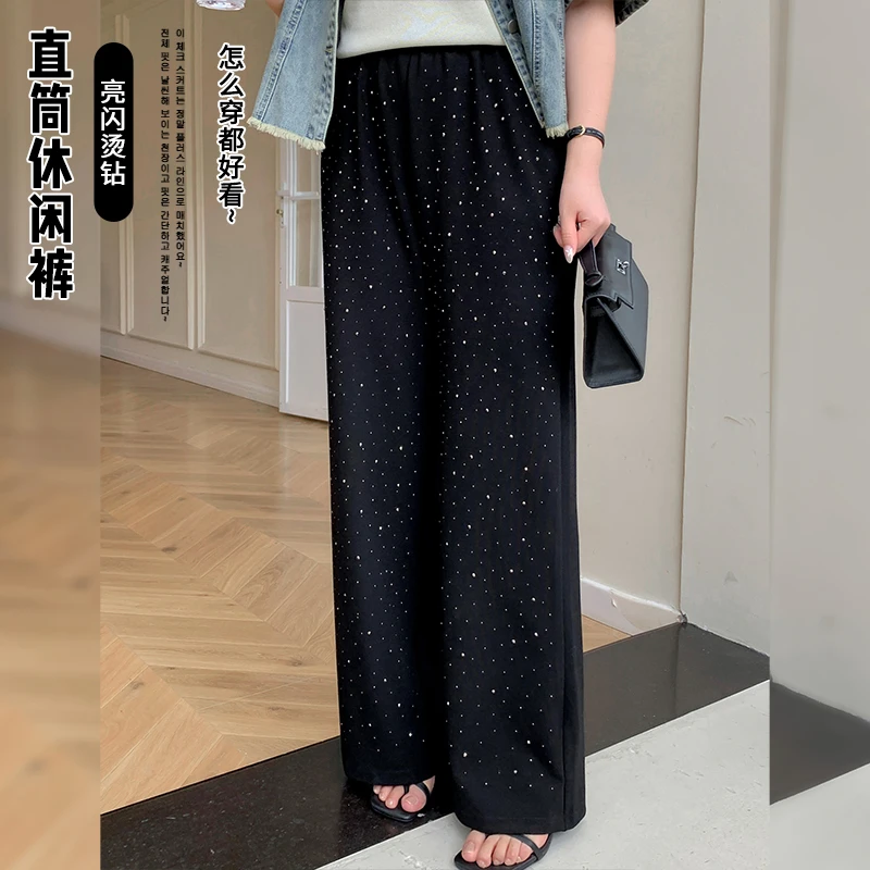 【霏霏推荐】时尚气质百搭显瘦烫钻直筒休闲裤-ST1637