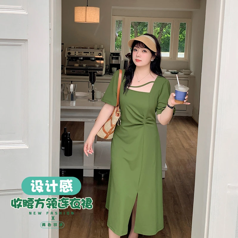 【霏霏专属】夏季新款时尚设计感收腰方领连衣裙-L232