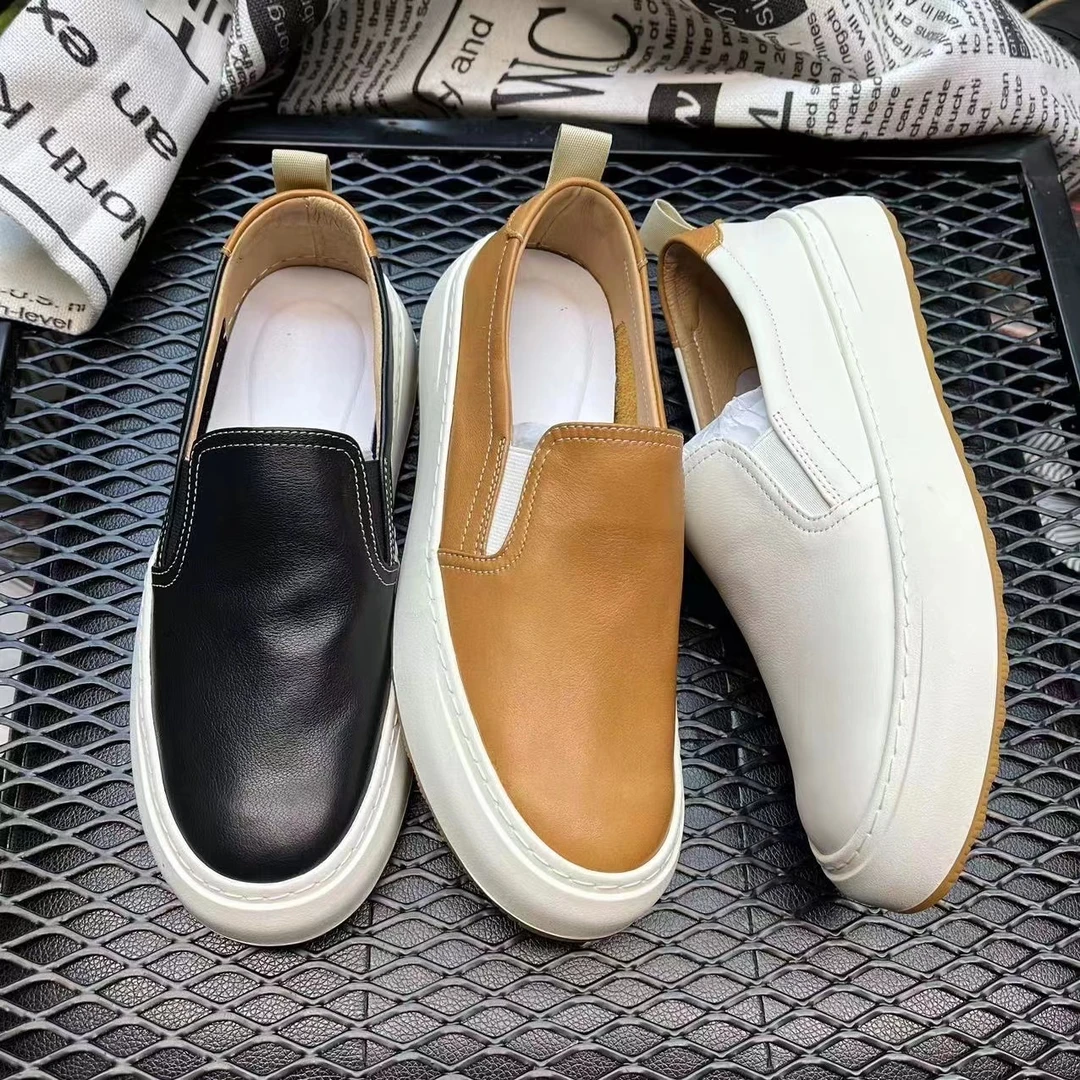 2024春夏广州真皮休闲乐福男鞋百搭一脚蹬男鞋舒适透气软底软面