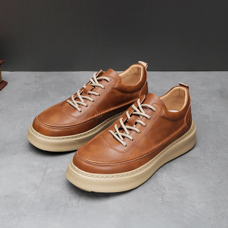 2025春夏广州真皮休闲男鞋时尚低帮男士板鞋软底软面轻质透气百搭
