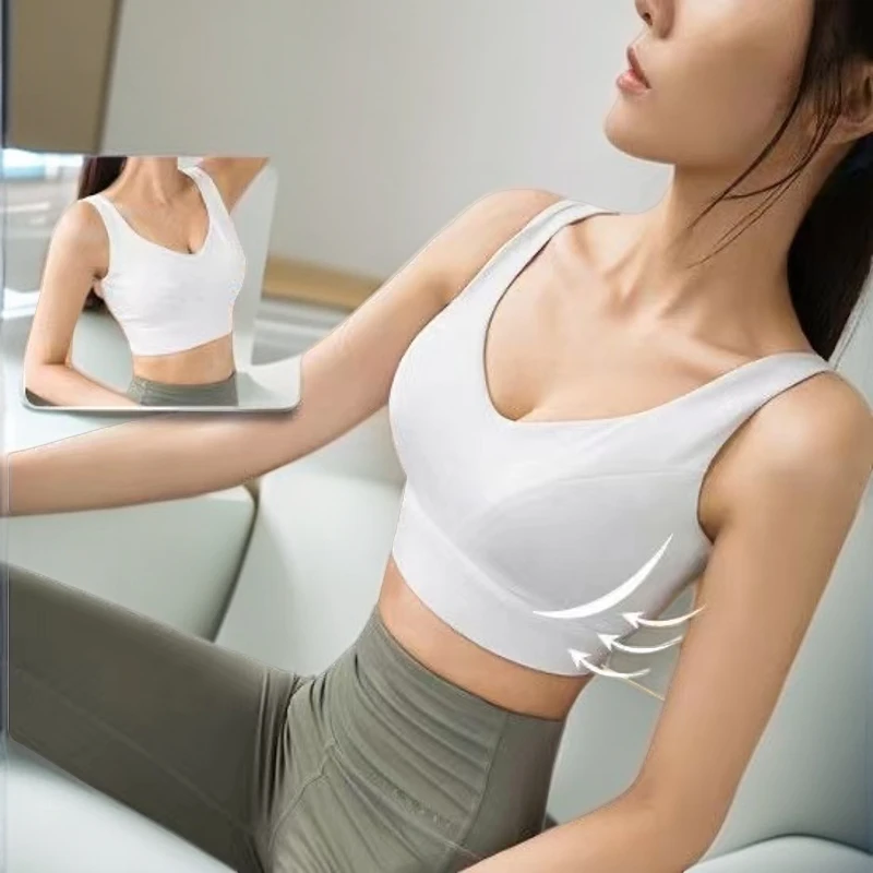 新款一体杯式高强度运动瑜伽背心文胸女聚拢减震健身跑步美背外穿